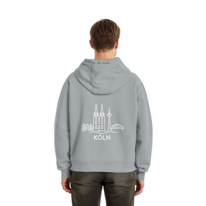 Köln Skyline (großer Druck auf dem Rücken) - Fluffy Boxcut Zipper