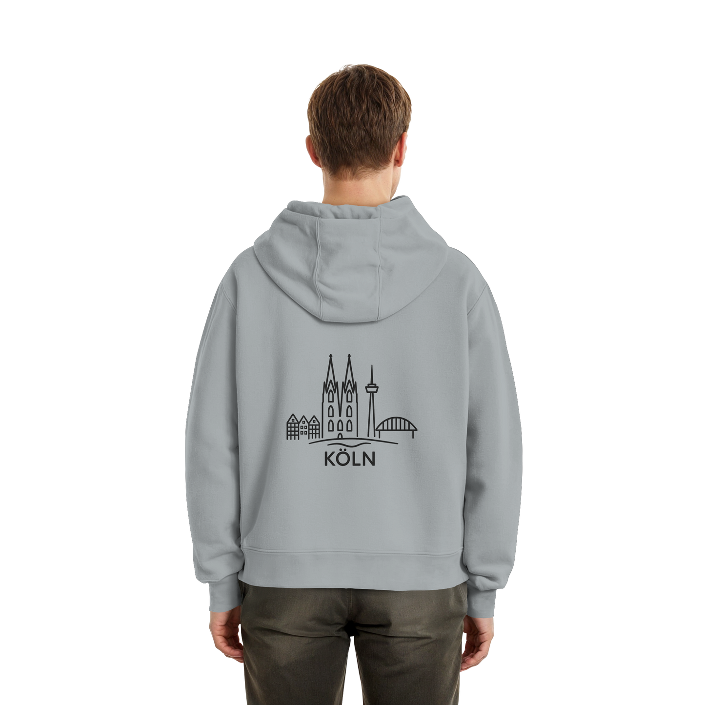 Köln Skyline (großer Druck auf dem Rücken) - Fluffy Boxcut Zipper