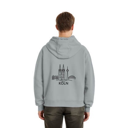 Köln Skyline (großer Druck auf dem Rücken) - Fluffy Boxcut Zipper
