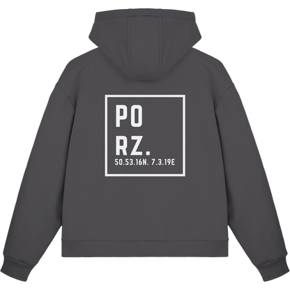 Porz Koordinaten (großer Druck Rücken) - Fluffy Boxcut Zipper