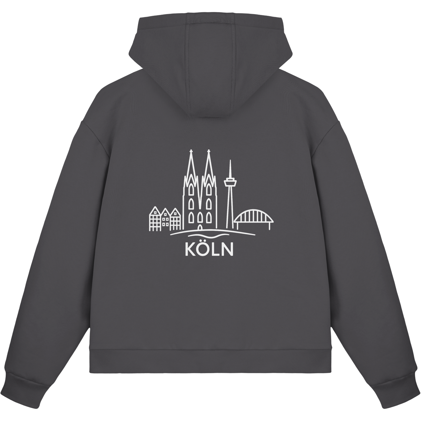 Köln Skyline (großer Druck auf dem Rücken) - Fluffy Boxcut Zipper