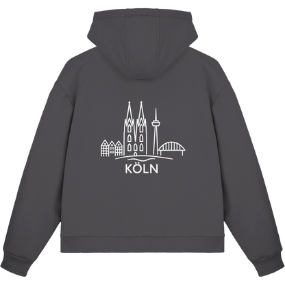 Köln Skyline (großer Druck auf dem Rücken) - Fluffy Boxcut Zipper