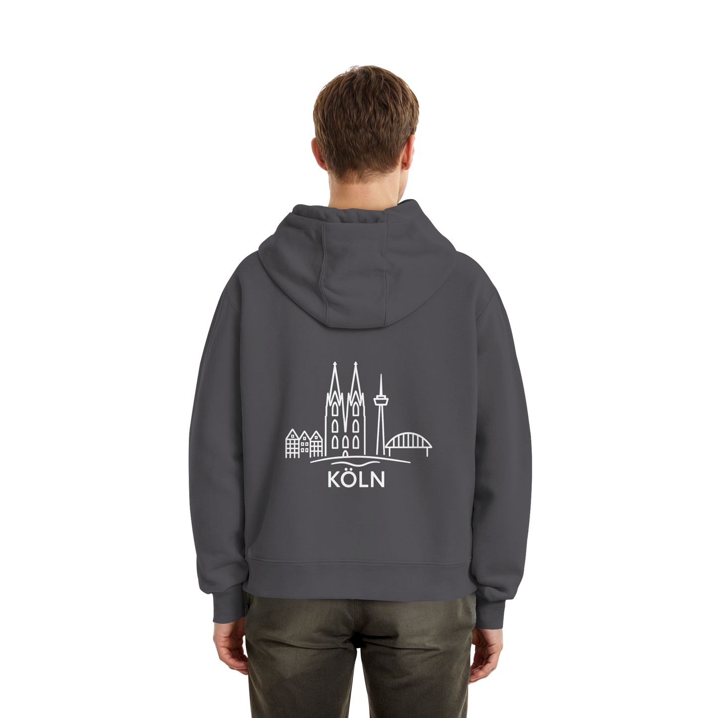 Köln Skyline (großer Druck auf dem Rücken) - Fluffy Boxcut Zipper