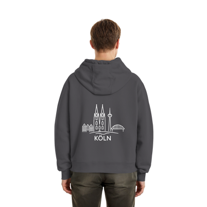 Köln Skyline (großer Druck auf dem Rücken) - Fluffy Boxcut Zipper