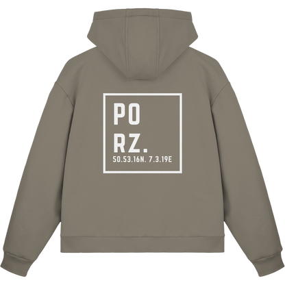Porz Koordinaten (großer Druck Rücken) - Fluffy Boxcut Zipper
