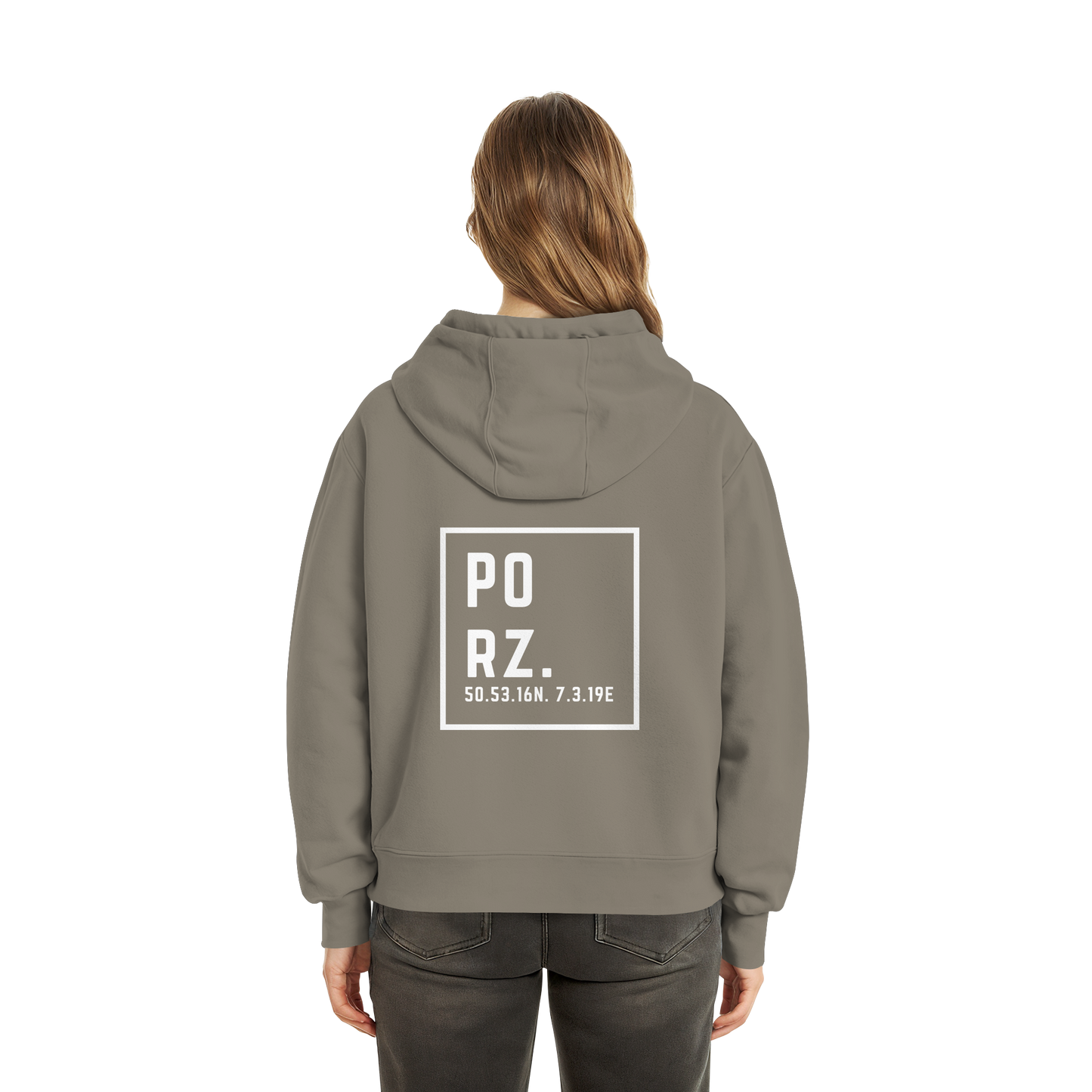 Porz Koordinaten (großer Druck Rücken) - Fluffy Boxcut Zipper