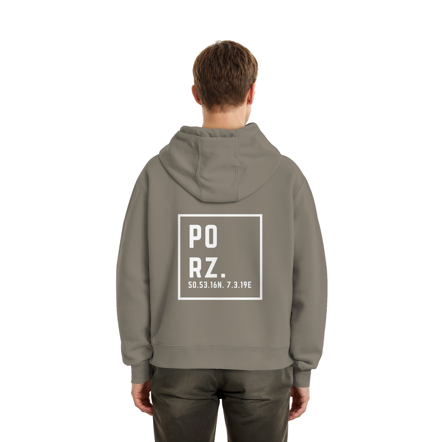 Porz Koordinaten (großer Druck Rücken) - Fluffy Boxcut Zipper