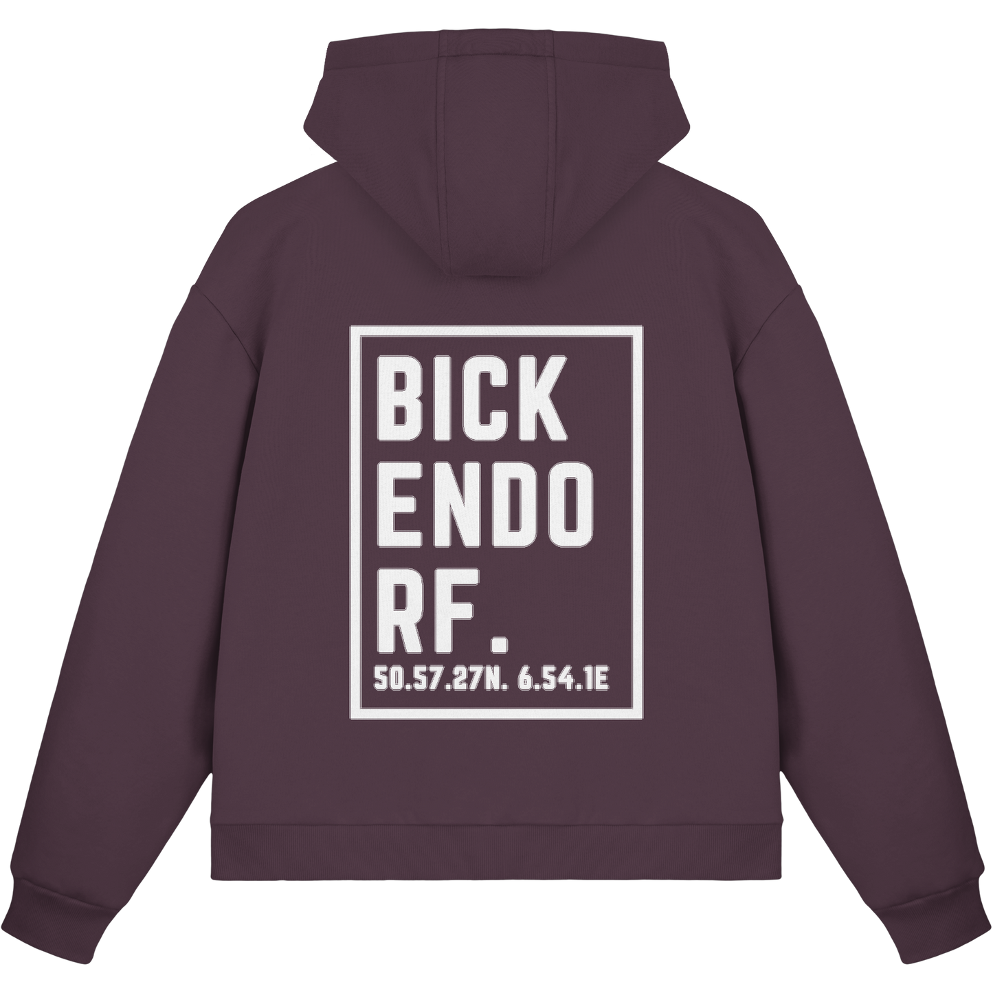 Bickendorf Koordinaten (großer Druck auf dem Rücken) - Fluffy Boxcut Zipper