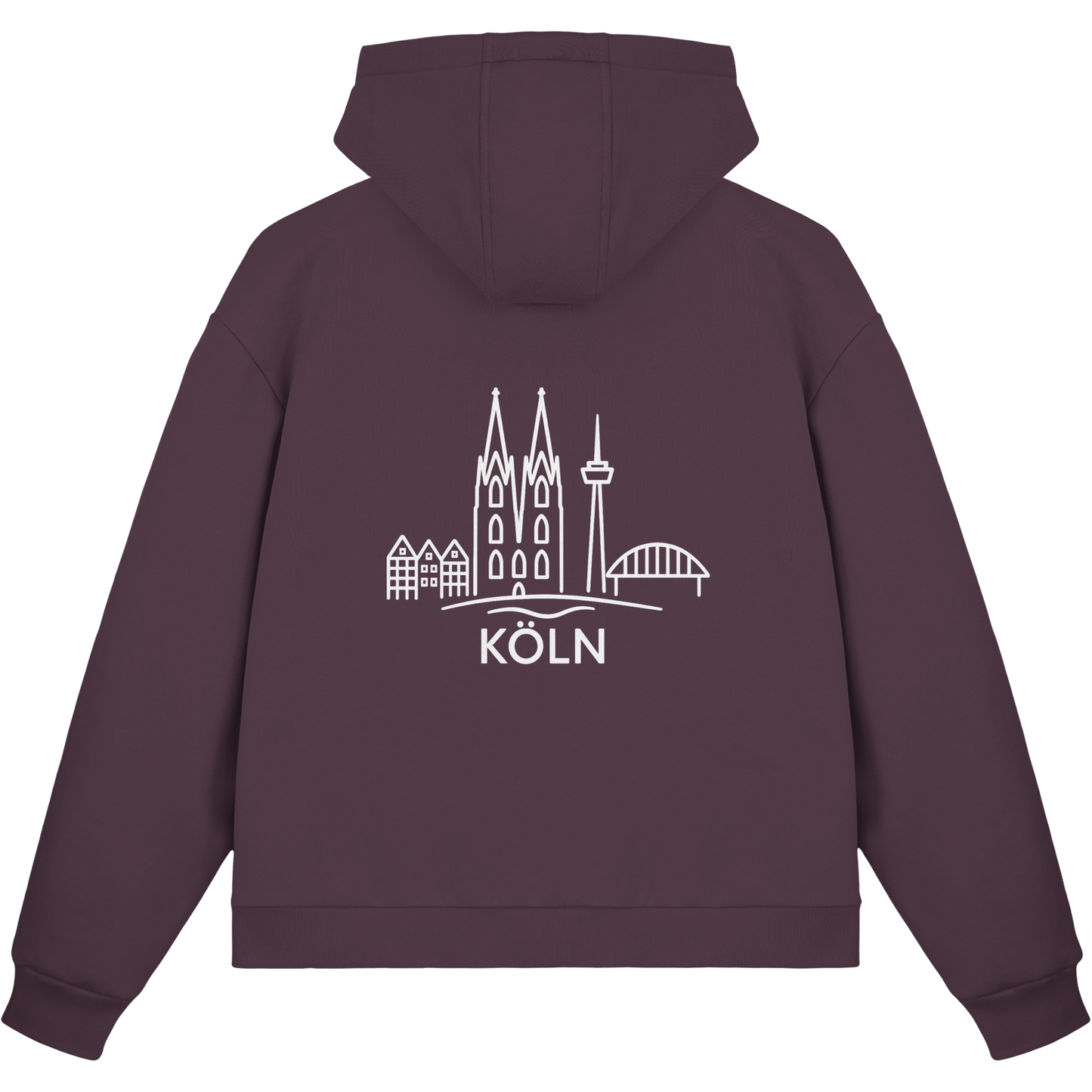 Köln Skyline (großer Druck auf dem Rücken) - Fluffy Boxcut Zipper