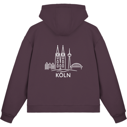 Köln Skyline (großer Druck auf dem Rücken) - Fluffy Boxcut Zipper