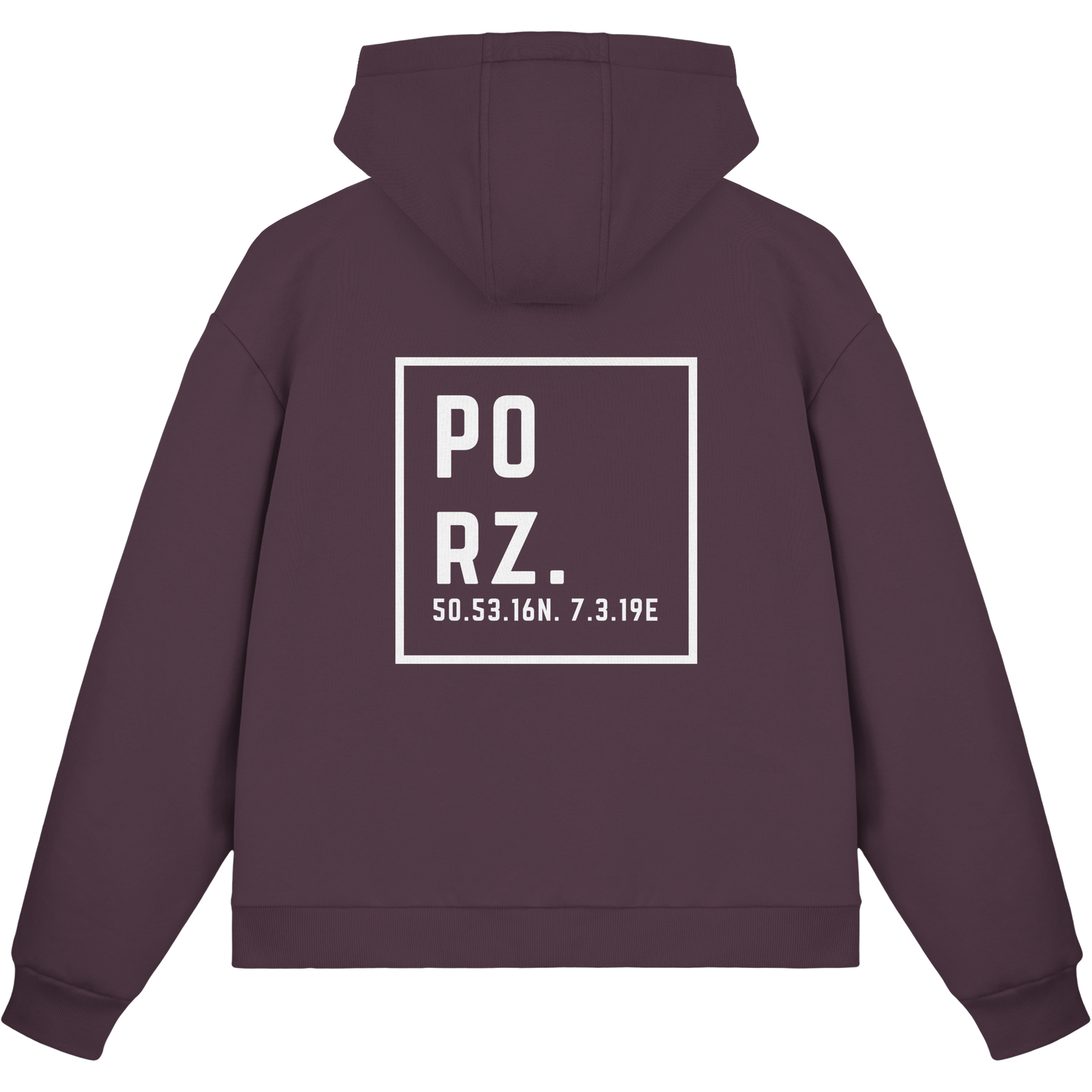 Porz Koordinaten (großer Druck Rücken) - Fluffy Boxcut Zipper