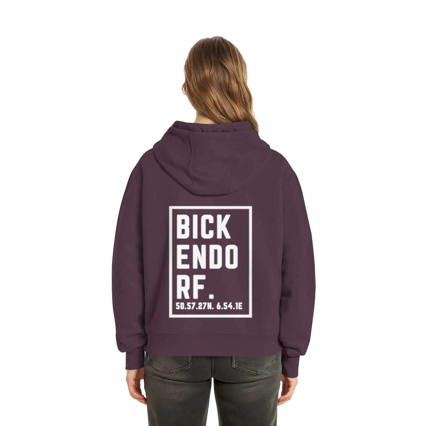 Bickendorf Koordinaten (großer Druck auf dem Rücken) - Fluffy Boxcut Zipper