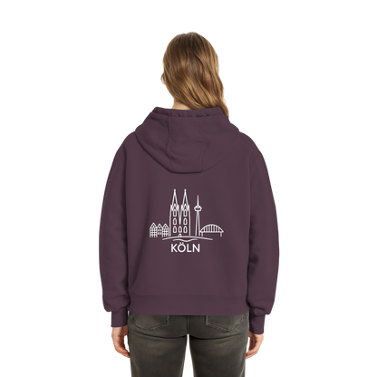 Köln Skyline (großer Druck auf dem Rücken) - Fluffy Boxcut Zipper