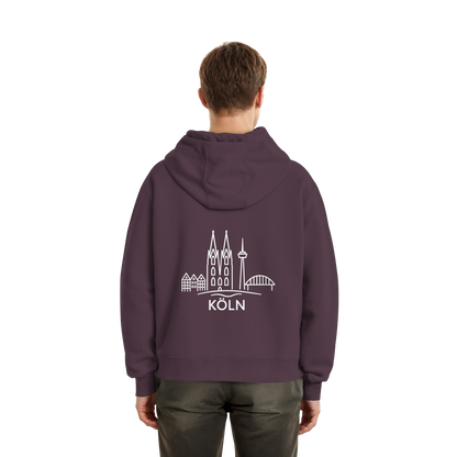 Köln Skyline (großer Druck auf dem Rücken) - Fluffy Boxcut Zipper