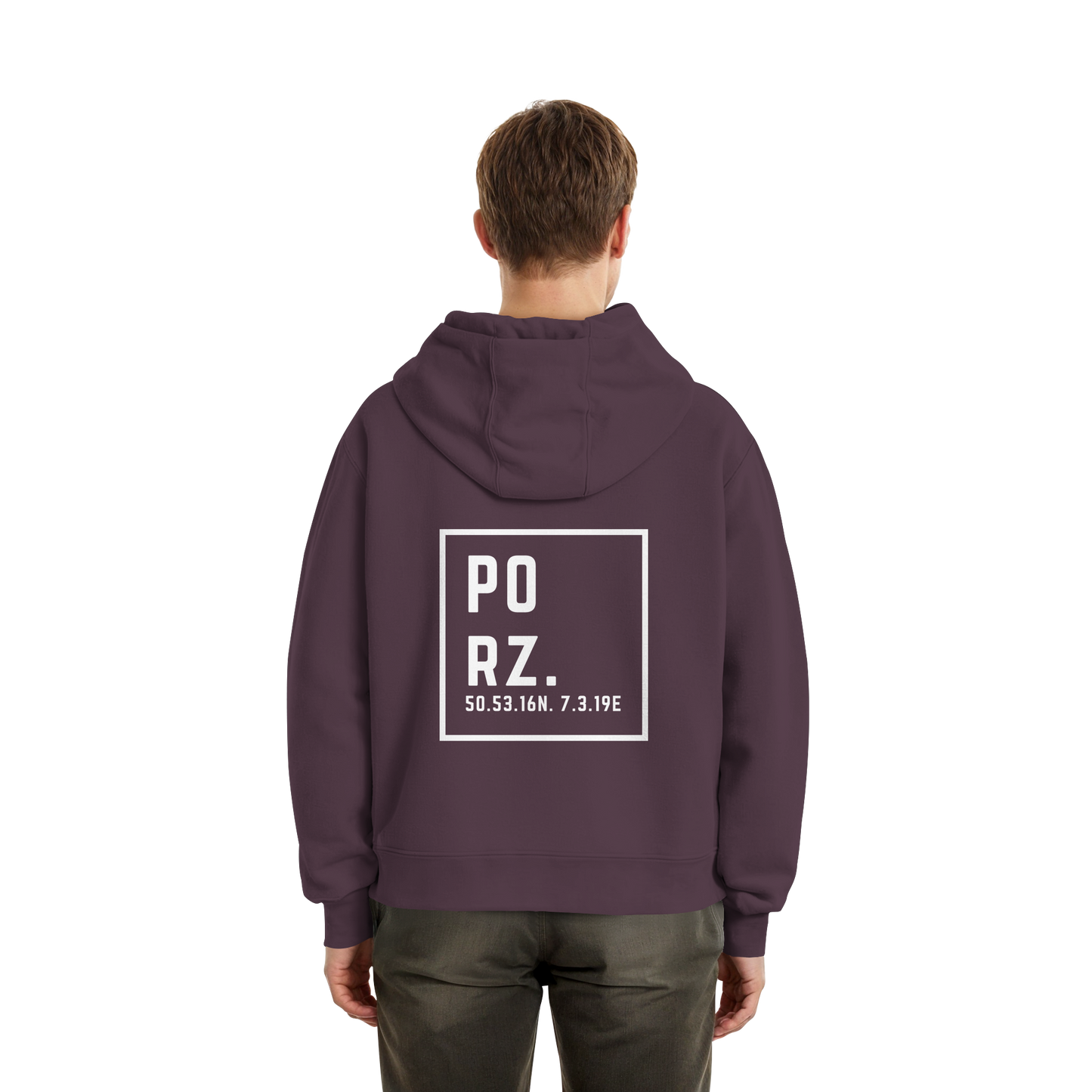 Porz Koordinaten (großer Druck Rücken) - Fluffy Boxcut Zipper