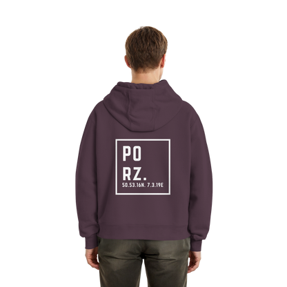 Porz Koordinaten (großer Druck Rücken) - Fluffy Boxcut Zipper