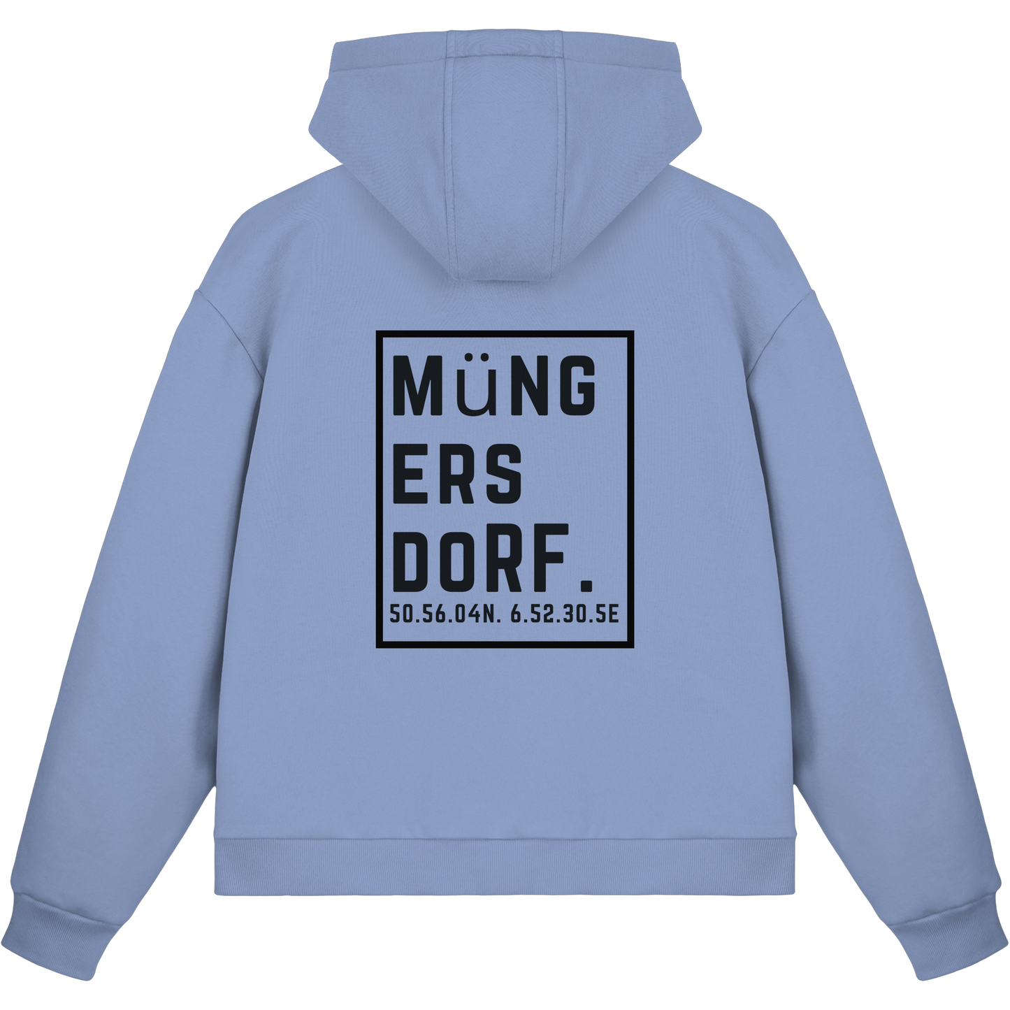 Müngersdorf Koordinaten (großer Druck auf dem Rücken) - Fluffy Boxcut Zipper