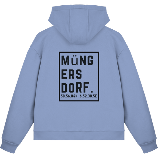 Müngersdorf Koordinaten (großer Druck auf dem Rücken) - Fluffy Boxcut Zipper