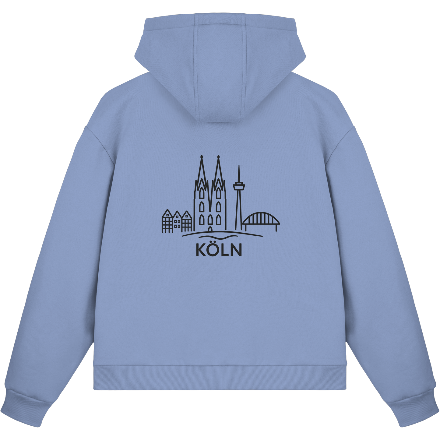 Köln Skyline (großer Druck auf dem Rücken) - Fluffy Boxcut Zipper