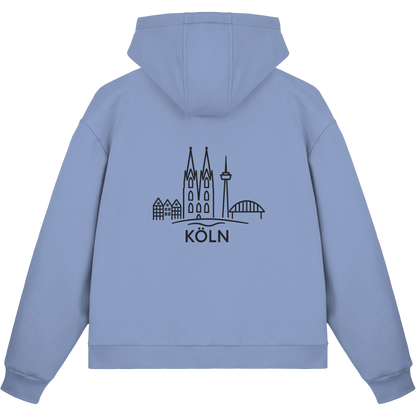 Köln Skyline (großer Druck auf dem Rücken) - Fluffy Boxcut Zipper
