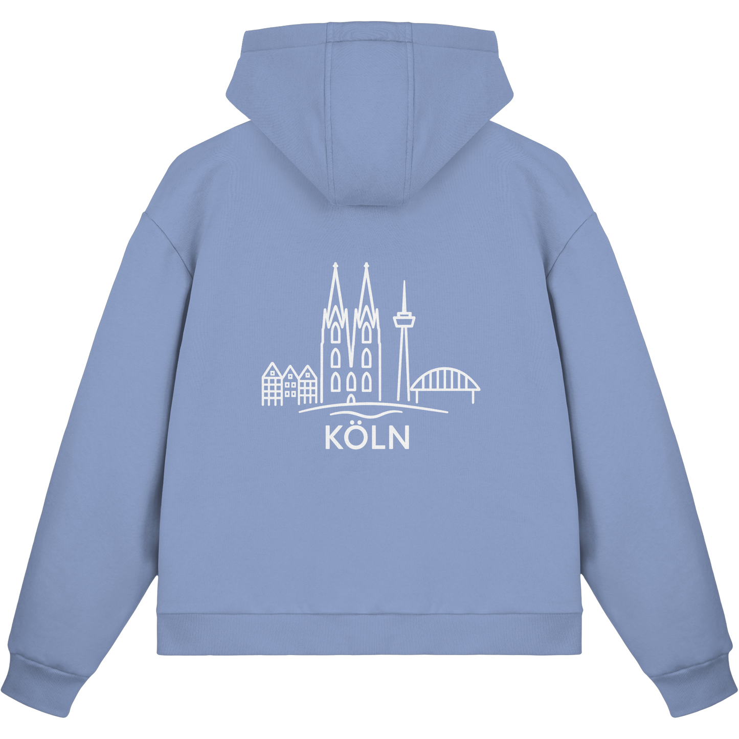 Köln Skyline (großer Druck auf dem Rücken) - Fluffy Boxcut Zipper