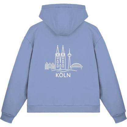 Köln Skyline (großer Druck auf dem Rücken) - Fluffy Boxcut Zipper