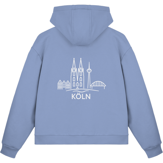 Köln Skyline (großer Druck auf dem Rücken) - Fluffy Boxcut Zipper