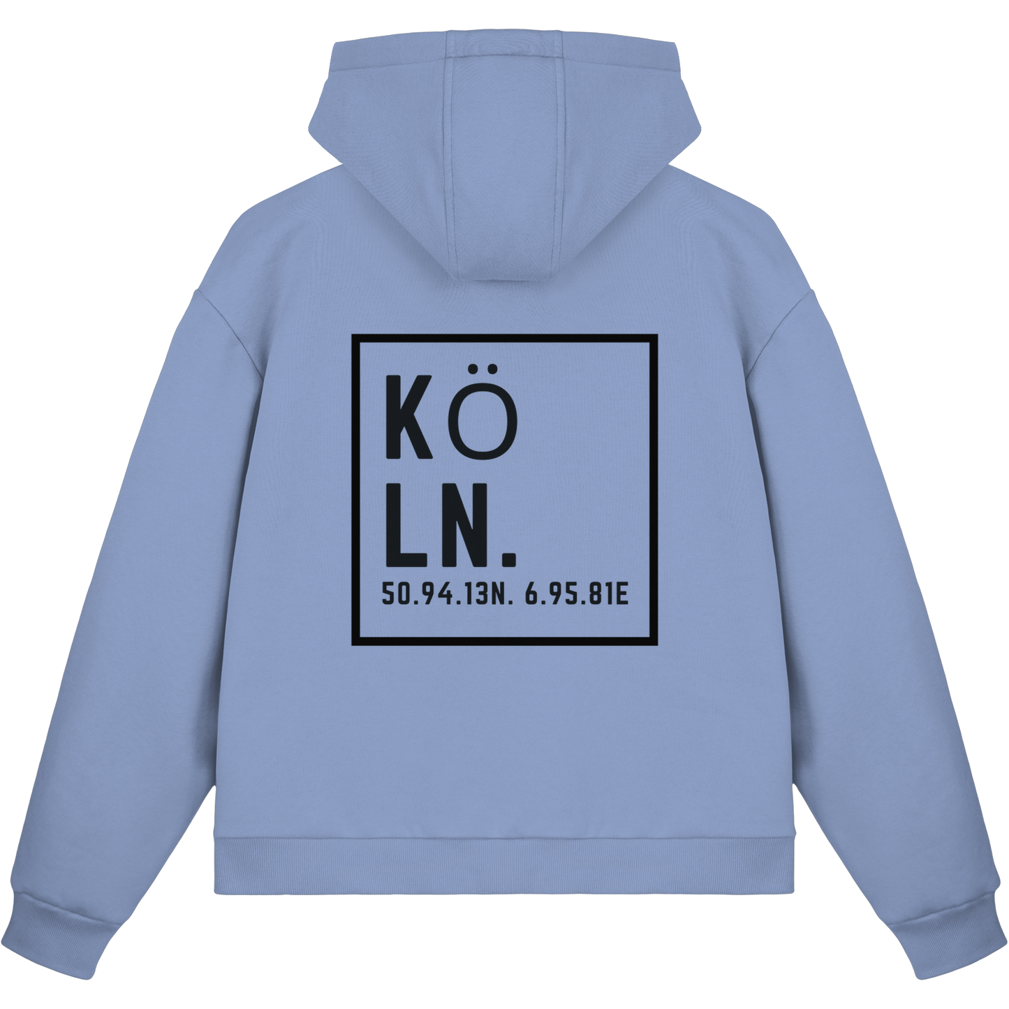 Köln Koordinaten (großer Druck auf dem Rücken) - Fluffy Boxcut Zipper