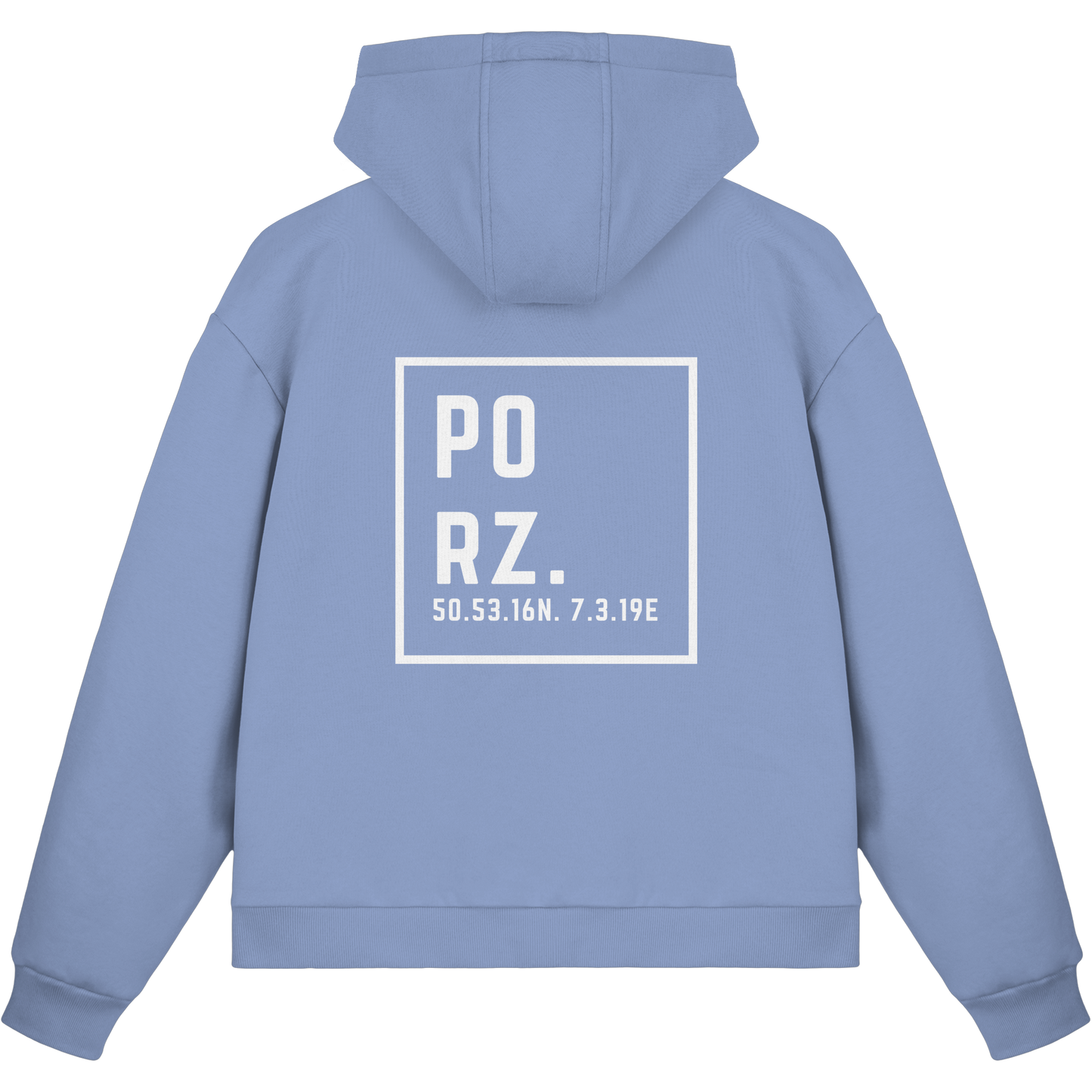 Porz Koordinaten (großer Druck Rücken) - Fluffy Boxcut Zipper