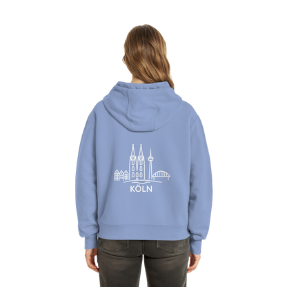 Köln Skyline (großer Druck auf dem Rücken) - Fluffy Boxcut Zipper