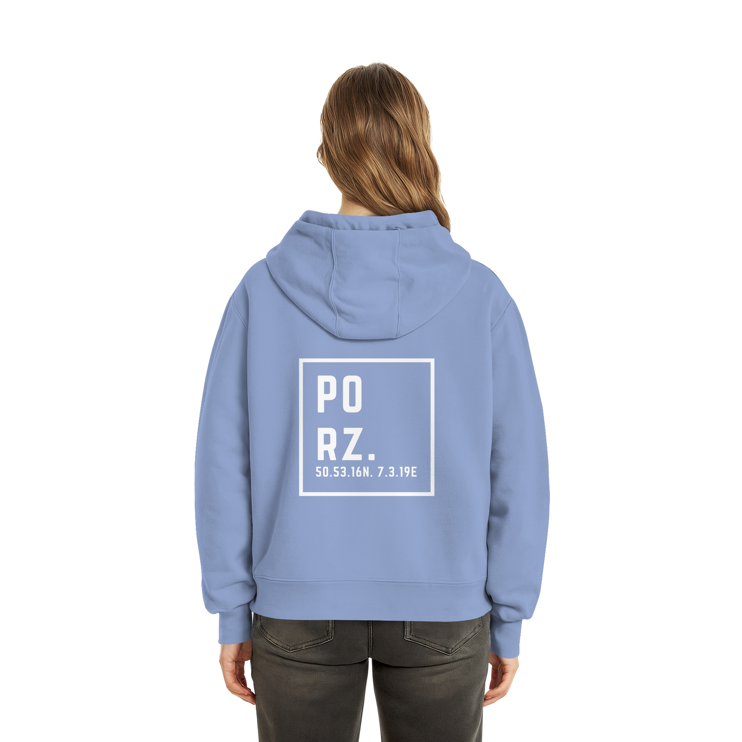 Porz Koordinaten (großer Druck Rücken) - Fluffy Boxcut Zipper