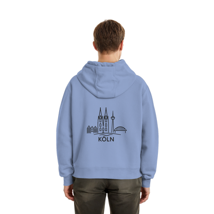 Köln Skyline (großer Druck auf dem Rücken) - Fluffy Boxcut Zipper
