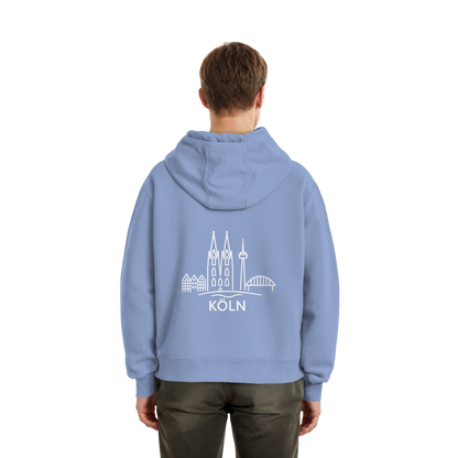 Köln Skyline (großer Druck auf dem Rücken) - Fluffy Boxcut Zipper