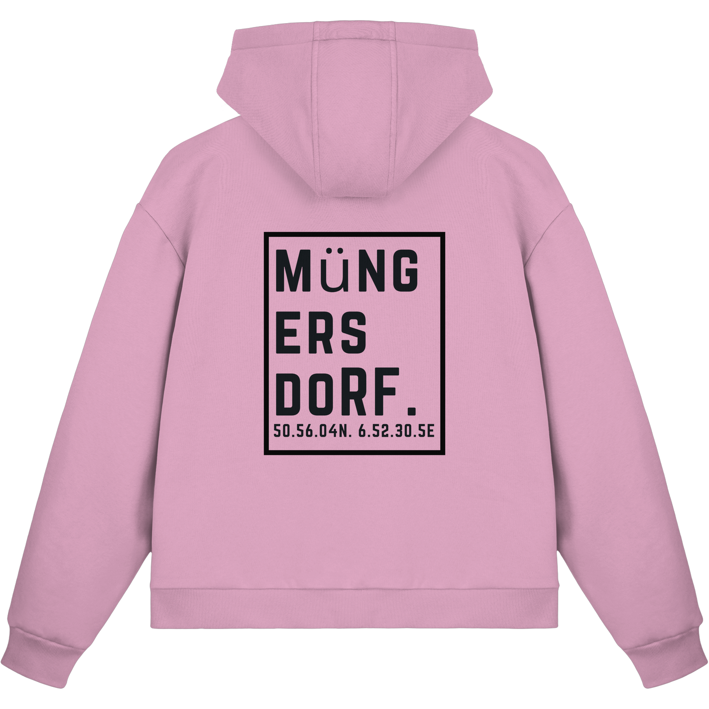 Müngersdorf Koordinaten (großer Druck auf dem Rücken) - Fluffy Boxcut Zipper