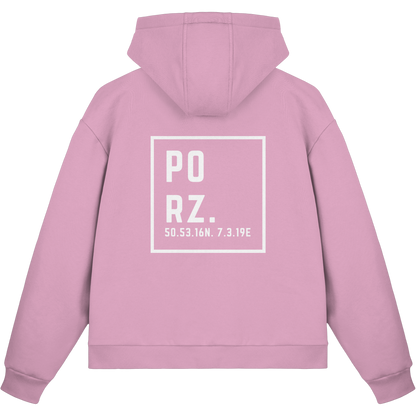Porz Koordinaten (großer Druck Rücken) - Fluffy Boxcut Zipper