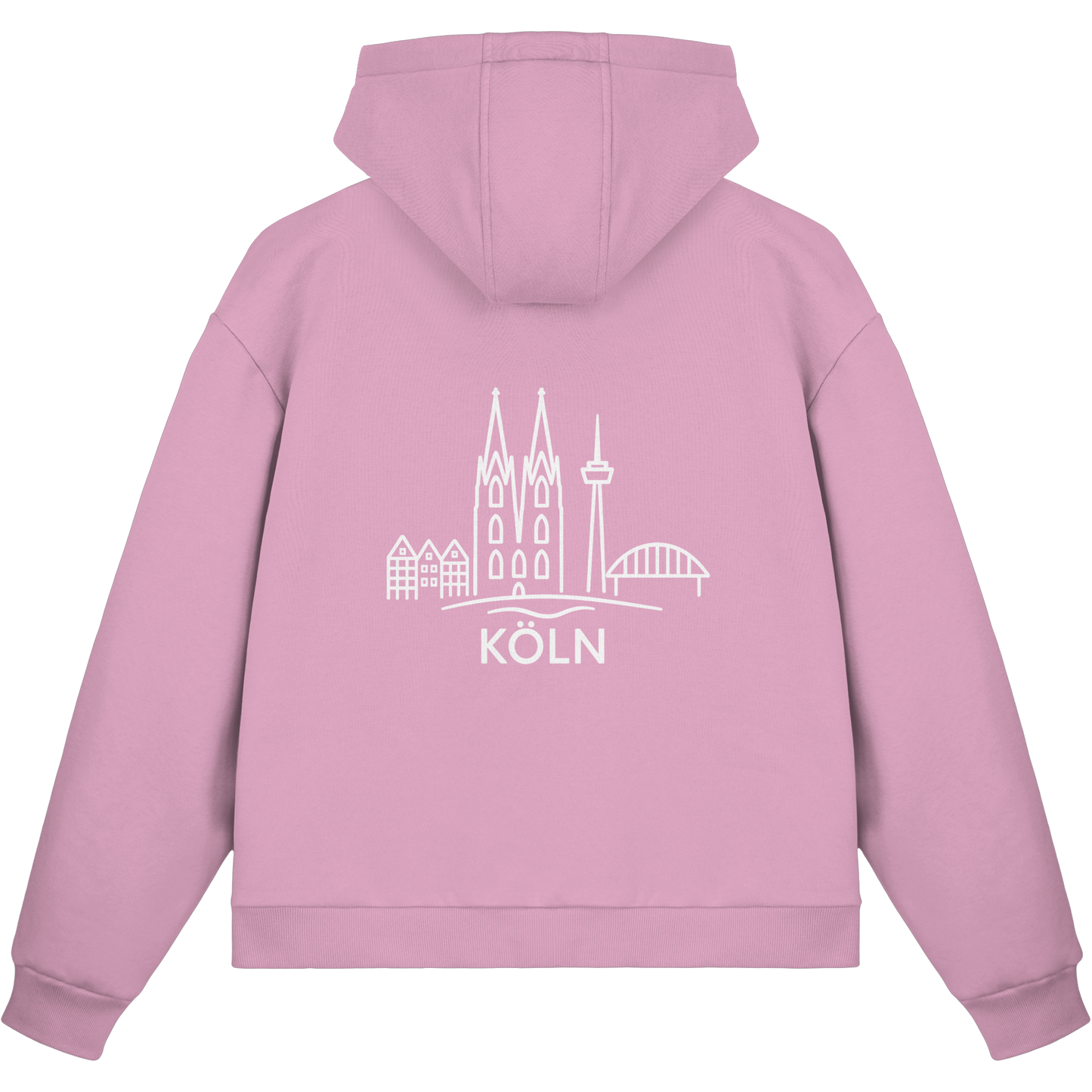 Köln Skyline (großer Druck auf dem Rücken) - Fluffy Boxcut Zipper