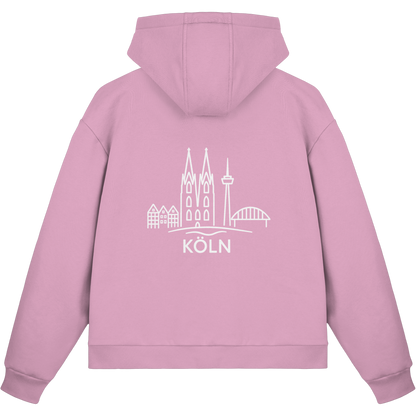 Köln Skyline (großer Druck auf dem Rücken) - Fluffy Boxcut Zipper