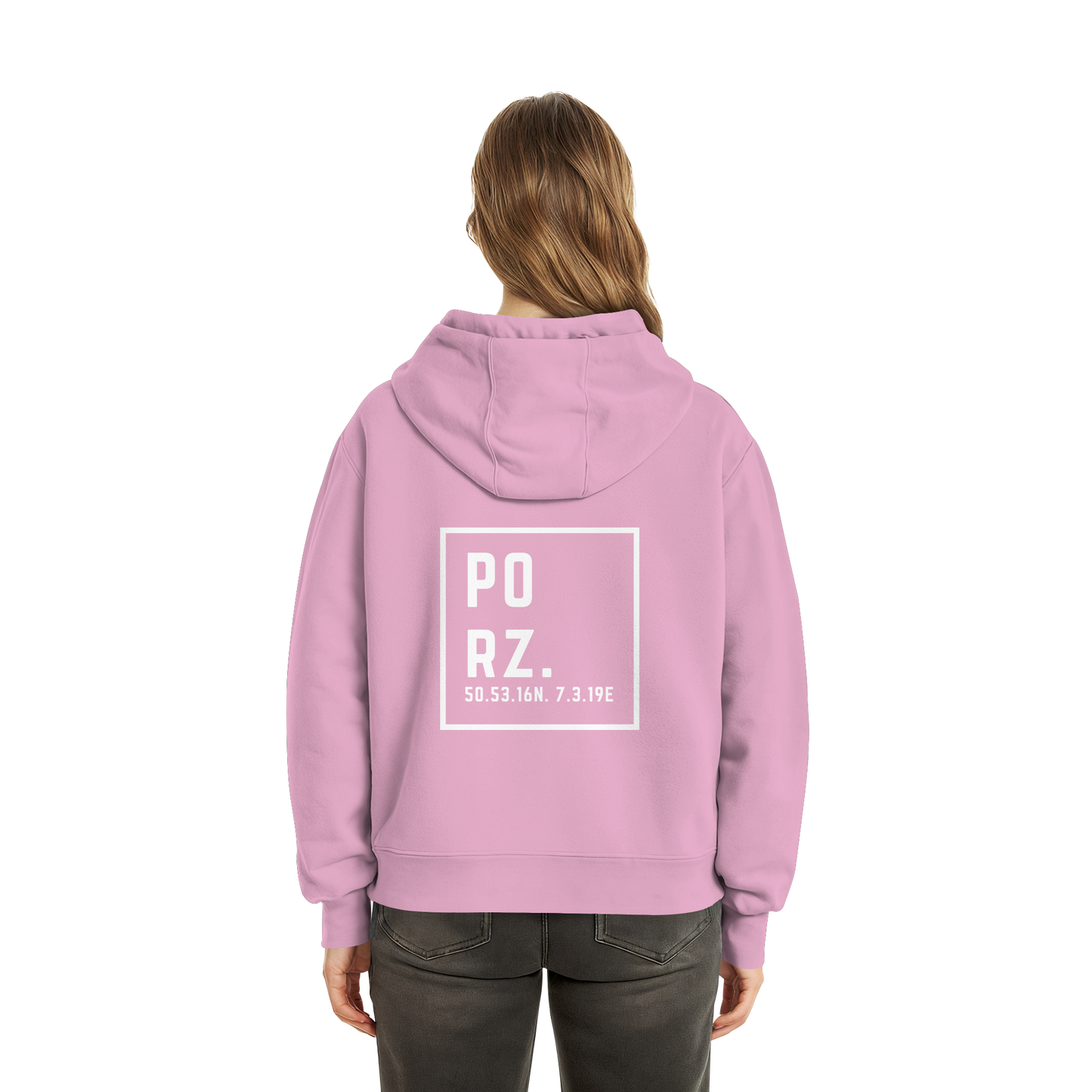 Porz Koordinaten (großer Druck Rücken) - Fluffy Boxcut Zipper