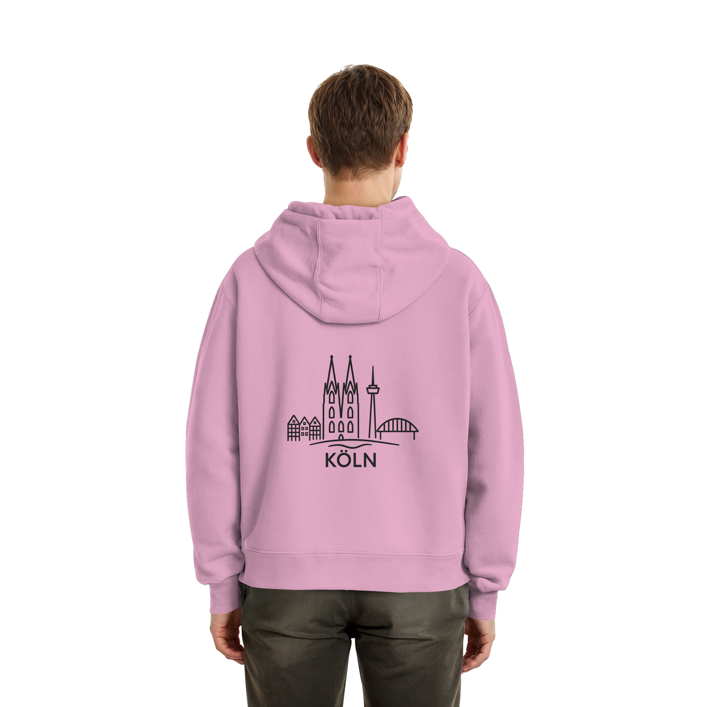 Köln Skyline (großer Druck auf dem Rücken) - Fluffy Boxcut Zipper