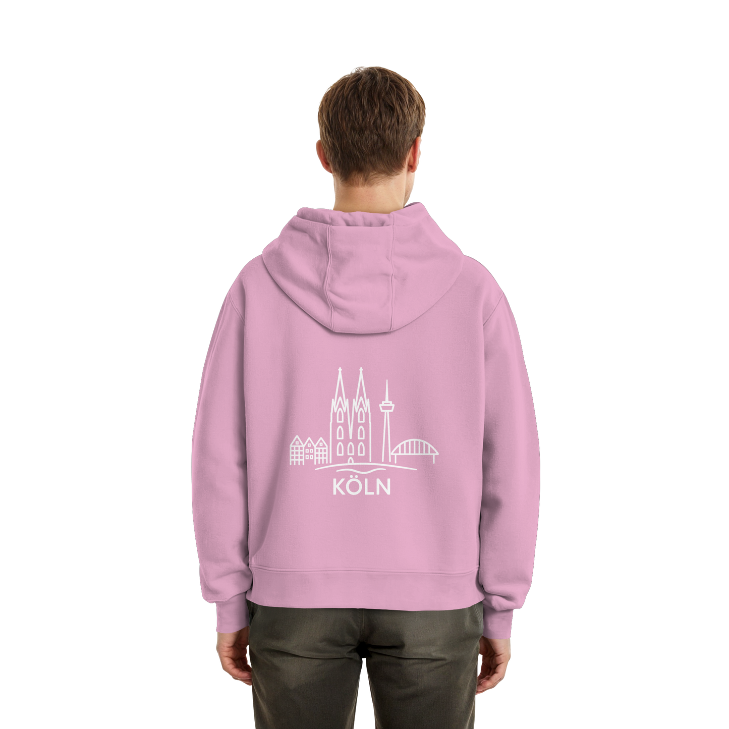Köln Skyline (großer Druck auf dem Rücken) - Fluffy Boxcut Zipper