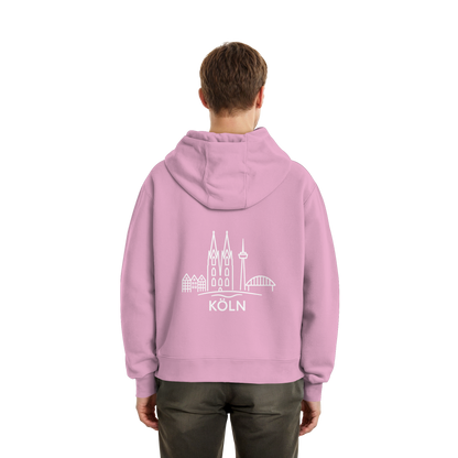 Köln Skyline (großer Druck auf dem Rücken) - Fluffy Boxcut Zipper