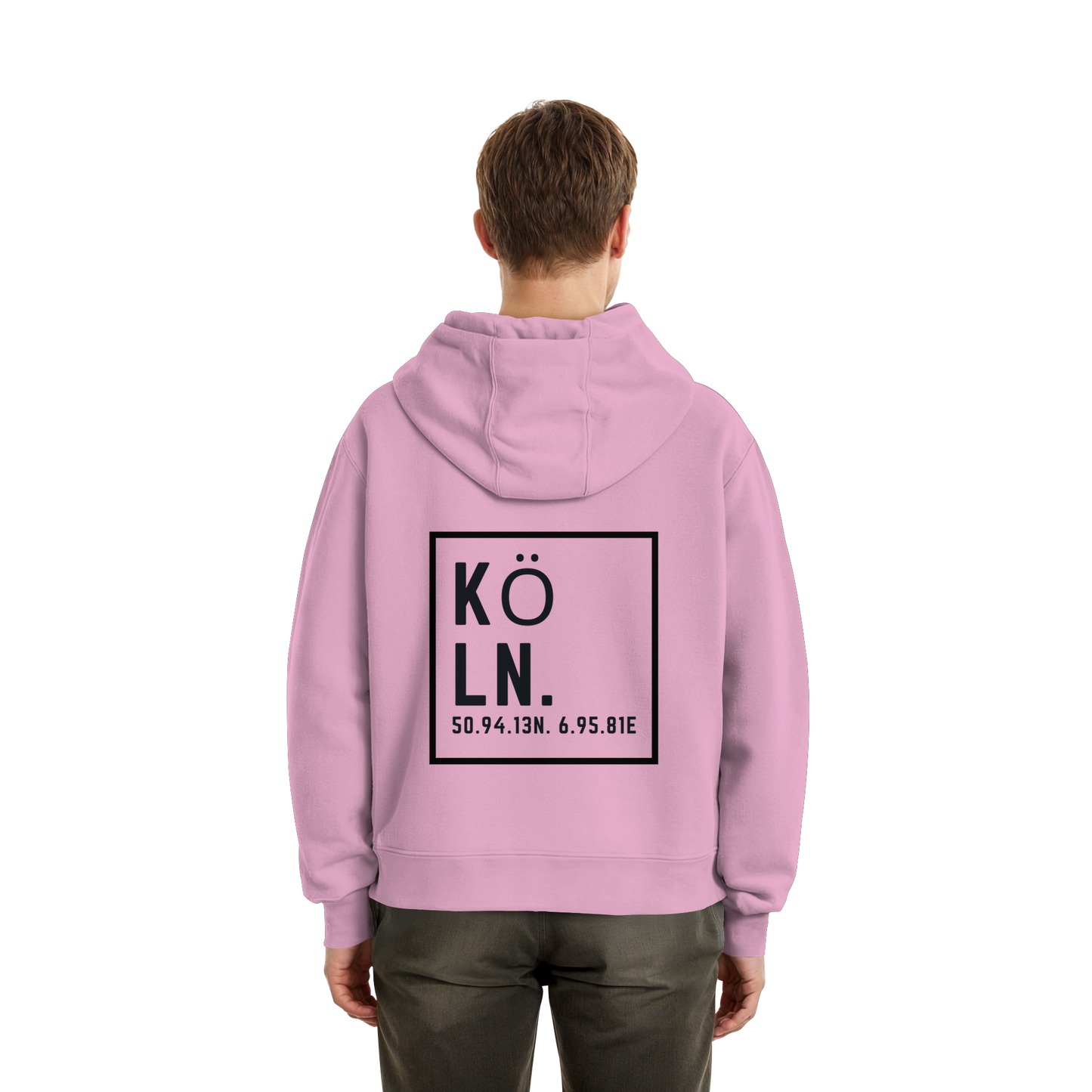 Köln Koordinaten (großer Druck auf dem Rücken) - Fluffy Boxcut Zipper