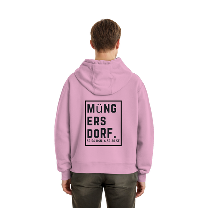 Müngersdorf Koordinaten (großer Druck auf dem Rücken) - Fluffy Boxcut Zipper