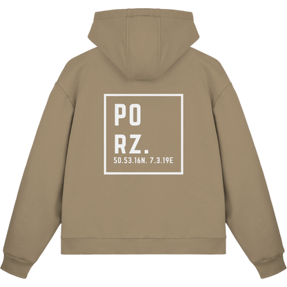 Porz Koordinaten (großer Druck Rücken) - Fluffy Boxcut Zipper