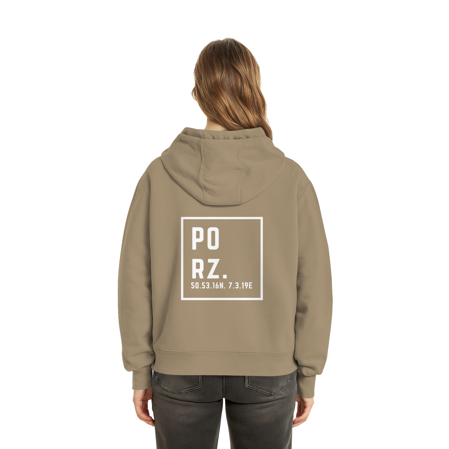 Porz Koordinaten (großer Druck Rücken) - Fluffy Boxcut Zipper