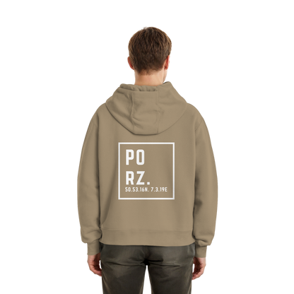 Porz Koordinaten (großer Druck Rücken) - Fluffy Boxcut Zipper