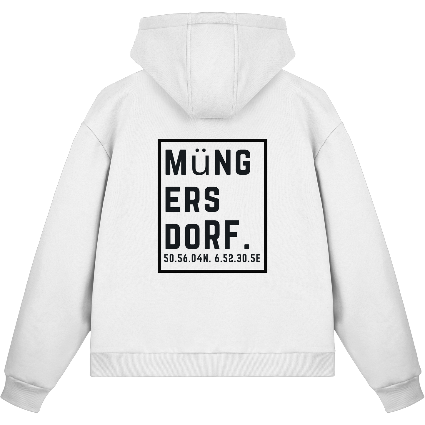 Müngersdorf Koordinaten (großer Druck auf dem Rücken) - Fluffy Boxcut Zipper