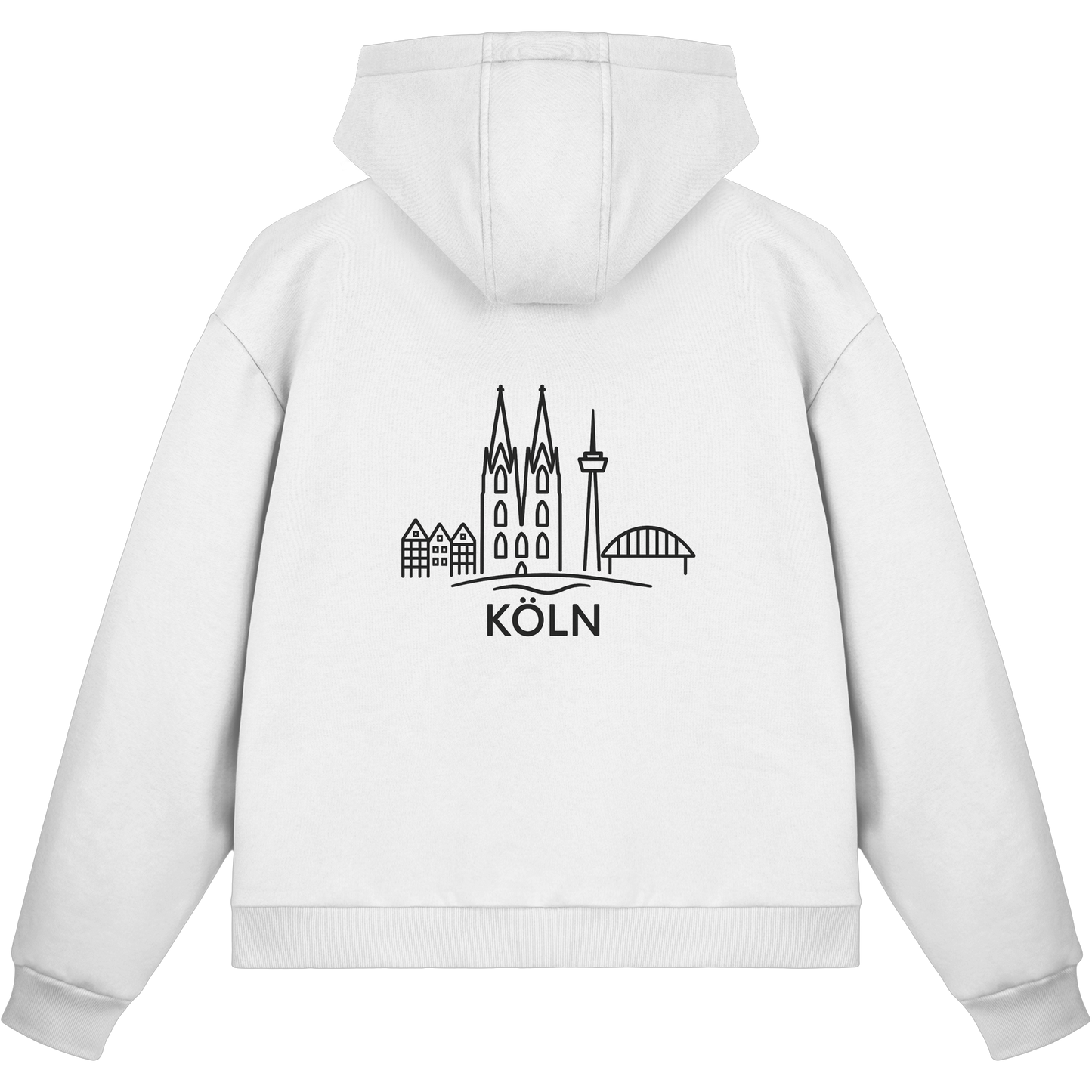 Köln Skyline (großer Druck auf dem Rücken) - Fluffy Boxcut Zipper