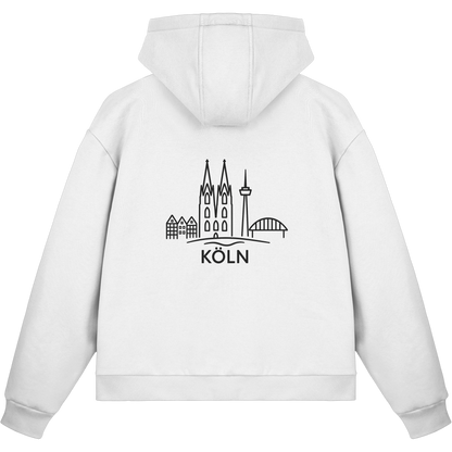 Köln Skyline (großer Druck auf dem Rücken) - Fluffy Boxcut Zipper