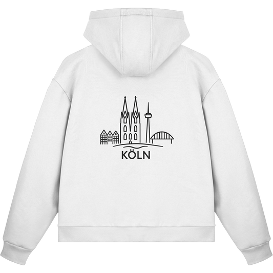Köln Skyline (großer Druck auf dem Rücken) - Fluffy Boxcut Zipper
